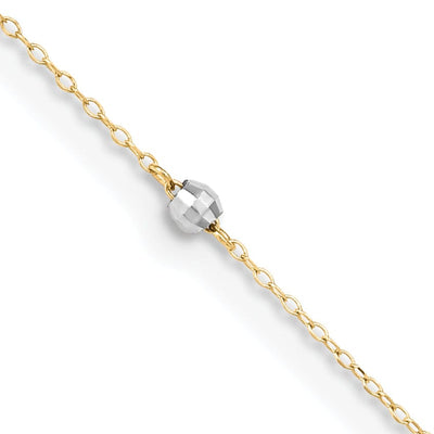 14k Two-tone Gold Mirror Bead Anklet at $ 76.91 only from Jewelryshopping.com