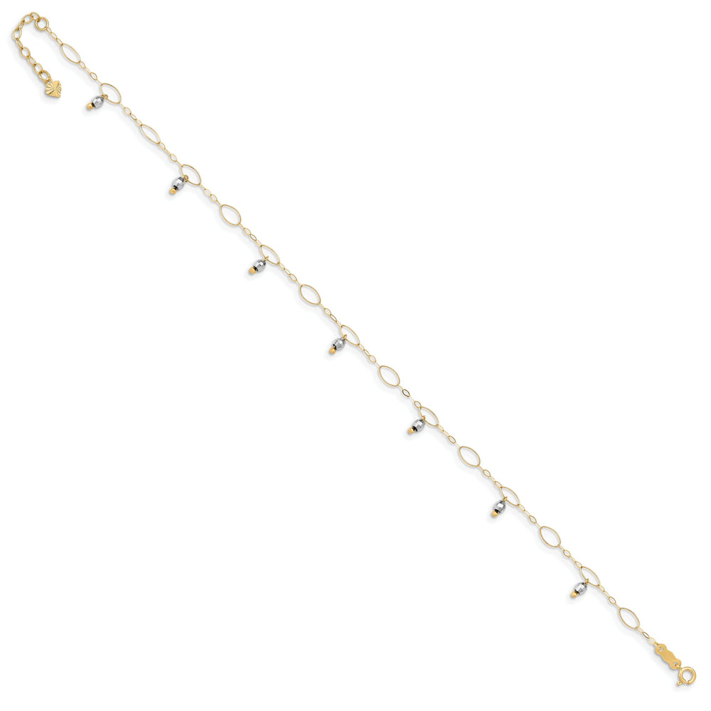 14k Two-tone Gold Mirror Beaded Anklet