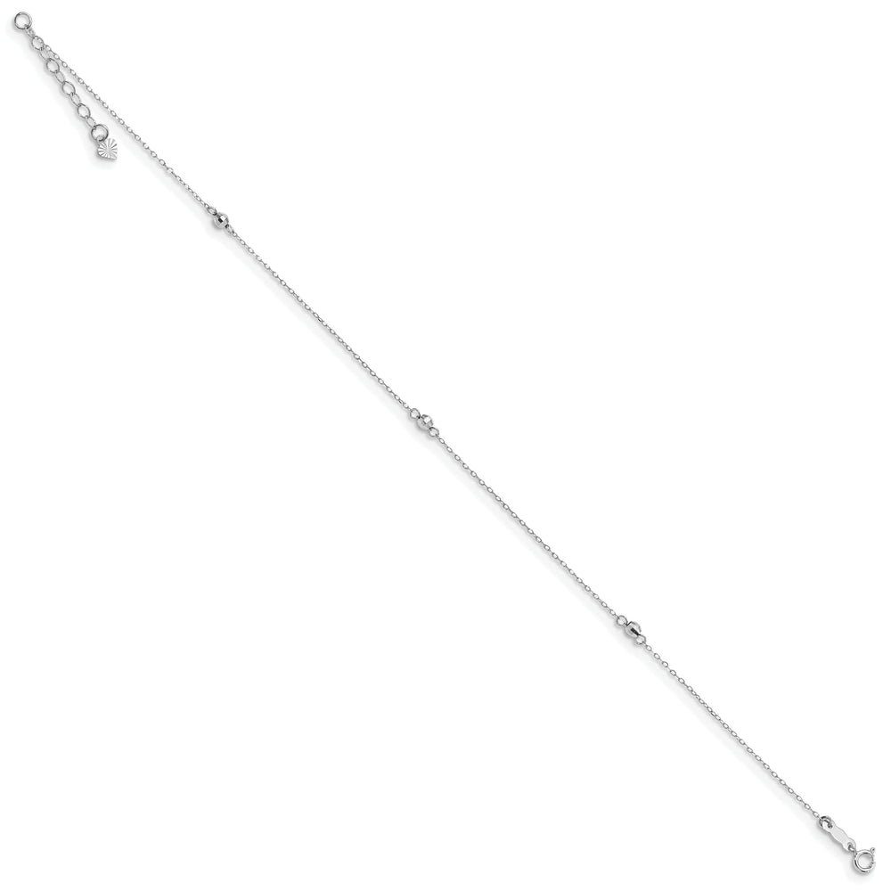 14k White Gold Mirror Beaded Anklet