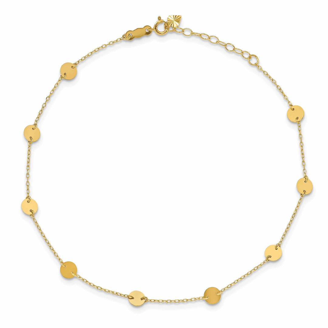 14k Gold Disc Adjustable Anklet