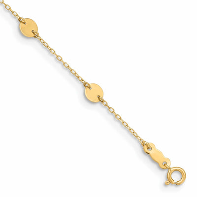 14k Gold Disc Adjustable Anklet at $ 153.26 only from Jewelryshopping.com