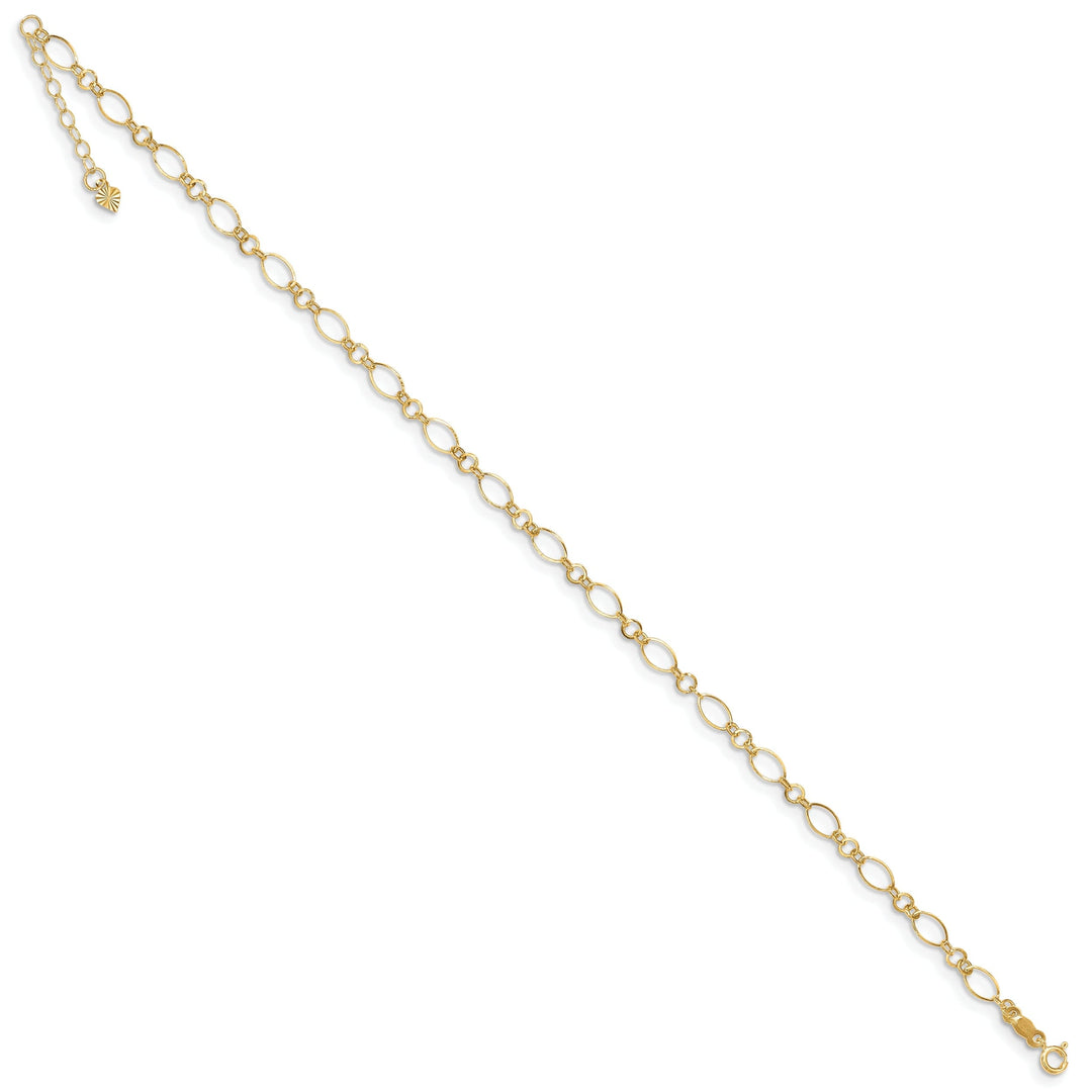 14K Yellow Gold Link Design Anklet