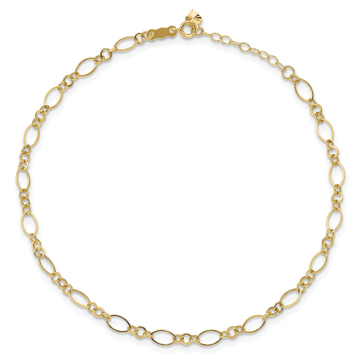 14K Yellow Gold Link Design Anklet