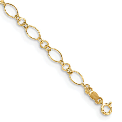 14K Yellow Gold Link Design Anklet at $ 113.83 only from Jewelryshopping.com