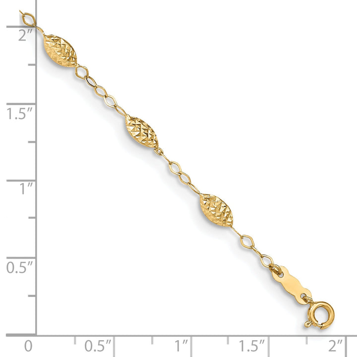 14K Yellow Gold Puff Rice Bead Anklet