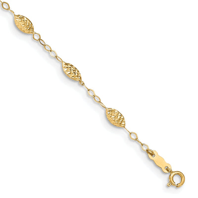 14K Yellow Gold Puff Rice Bead Anklet at $ 159.99 only from Jewelryshopping.com