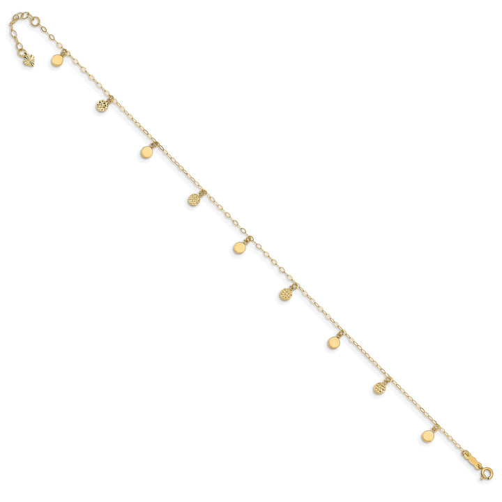 14k Yellow Gold Hollow Dangle Circle Anklet