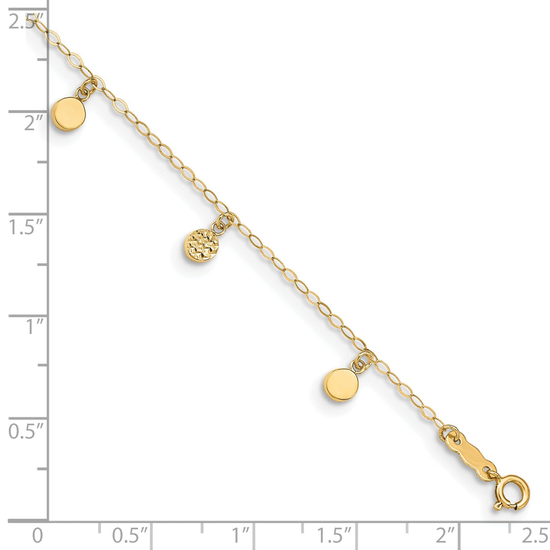 14k Yellow Gold Hollow Dangle Circle Anklet