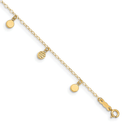 14k Yellow Gold Hollow Dangle Circle Anklet at $ 149.72 only from Jewelryshopping.com