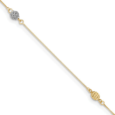 14k Two-tone Gold Puff Circle Anklet at $ 115.89 only from Jewelryshopping.com
