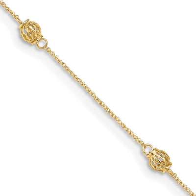 14K Yellow Gold Bead Anklet at $ 134.35 only from Jewelryshopping.com