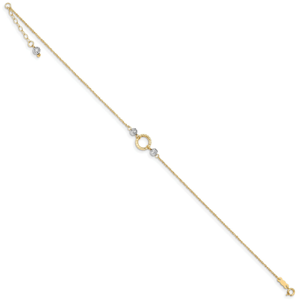 14K Two-tone Gold Circle Bead 9-inch Anklet