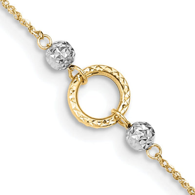 14K Two-tone Gold Circle Bead 9 Anklet at $ 126.14 only from Jewelryshopping.com