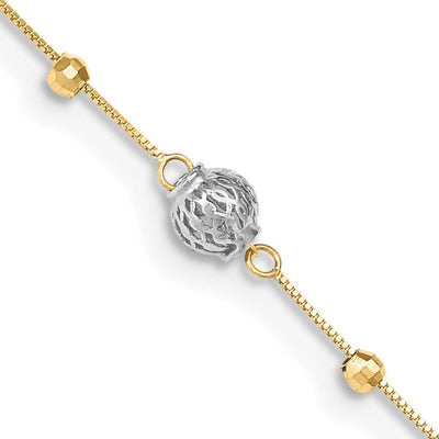 14k Two-tone Gold Bead 9 Anklet at $ 152.8 only from Jewelryshopping.com