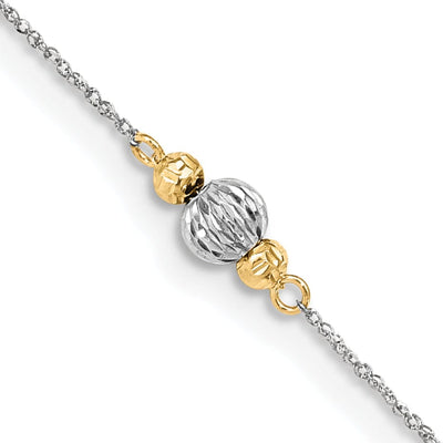 14k White Gold Ropa Diamond Cut Bead Anklet at $ 91 only from Jewelryshopping.com