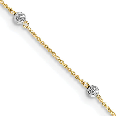 14k Two-tone Gold Diamond Cut Beads Anklet at $ 119.99 only from Jewelryshopping.com
