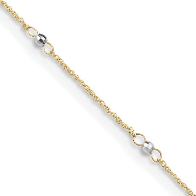 14k Two-tone Gold Ropa Mirror Bead Anklet at $ 77.95 only from Jewelryshopping.com