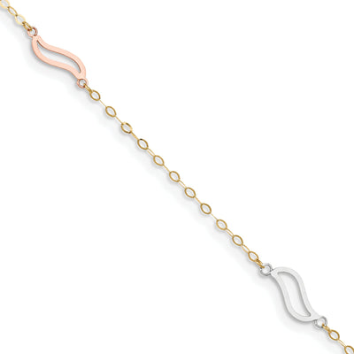 14k Tri-Color Gold with Open S Links Anklet at $ 97.43 only from Jewelryshopping.com