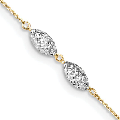 14k Two-tone Gold Puff Rice Beads Anklet at $ 107.68 only from Jewelryshopping.com