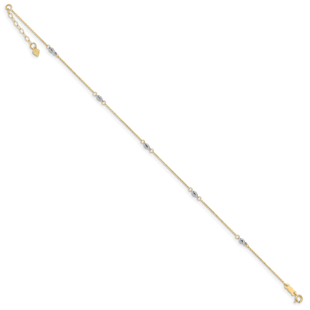 14k Two-tone Gold Cable Chain With Rope Chain Anklet