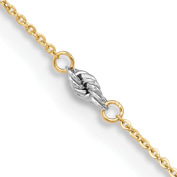 14k Two-tone Gold Cable Chain With Rope Chain Anklet