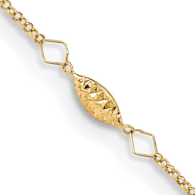 14k Yellow Gold Circle Chain Rice Puff Bead Anklet at $ 131.27 only from Jewelryshopping.com