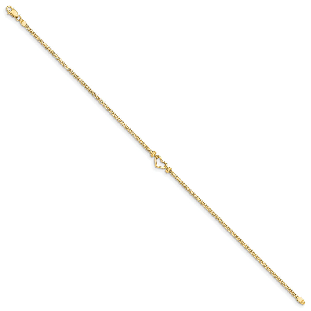 14k Yellow Gold Fancy Heart Anklet Bracelet