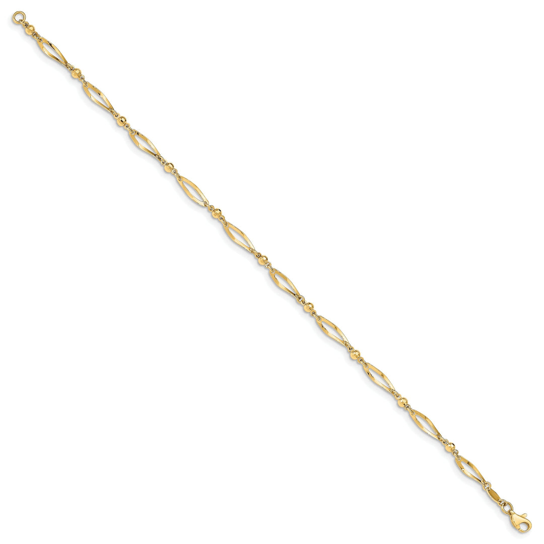 14k Yellow Gold Polished Diamond-Cut Anklet