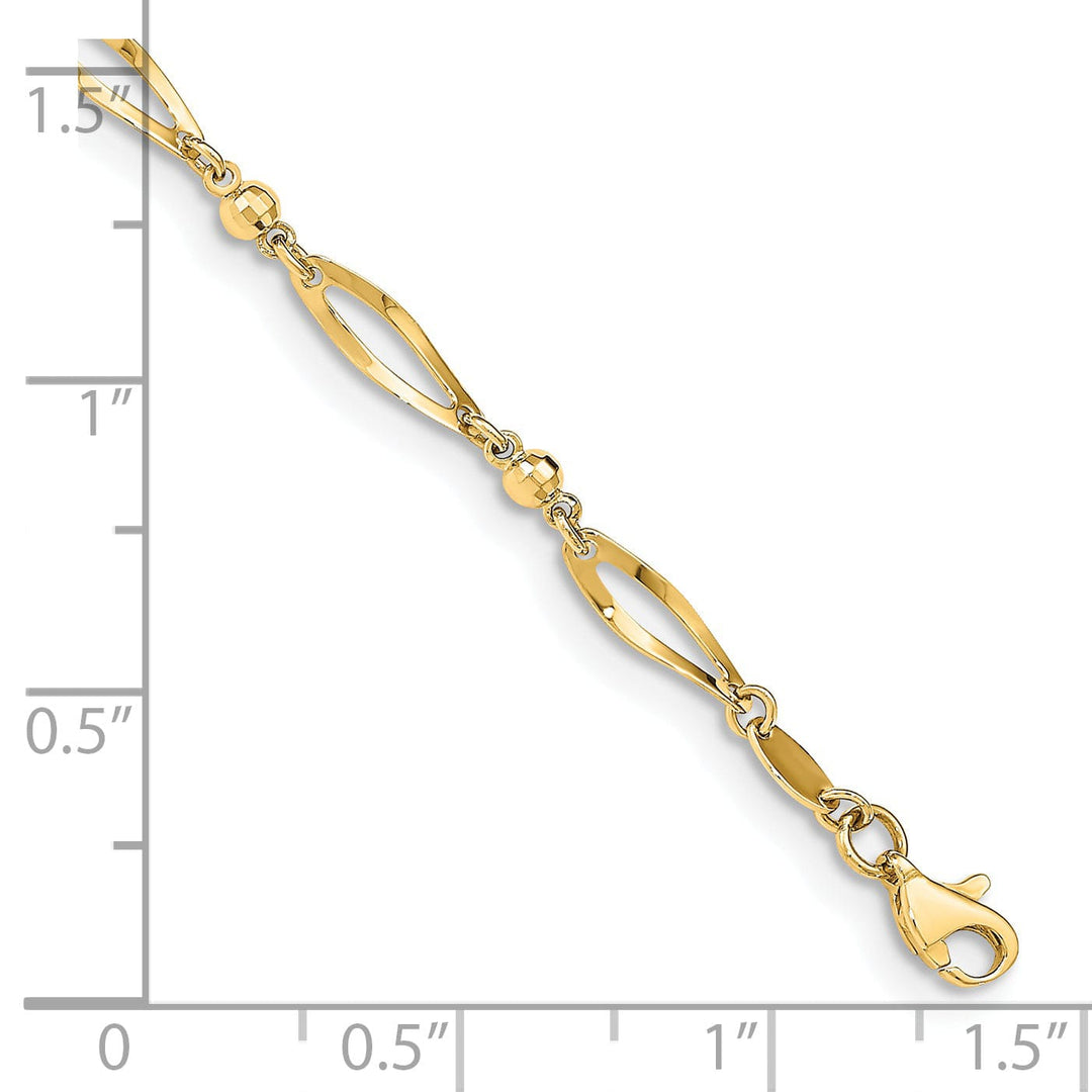 14k Yellow Gold Polished Diamond-Cut Anklet