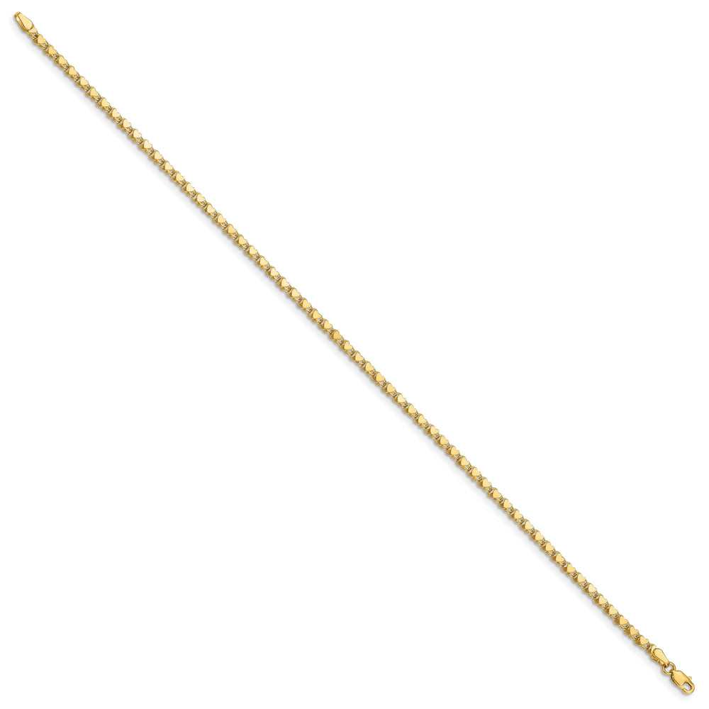 14K Yellow Gold Polished Double-Sided Heart Anklet