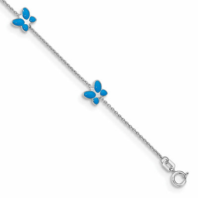 14k Gold Blue Enameled Butterfly Anklet at $ 296.99 only from Jewelryshopping.com