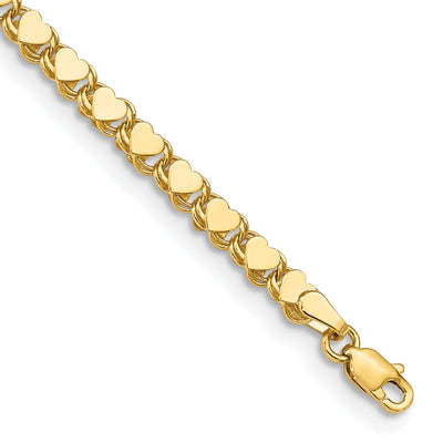 14K Yellow Gold Polished Double-Sided Heart Anklet at $ 644.69 only from Jewelryshopping.com