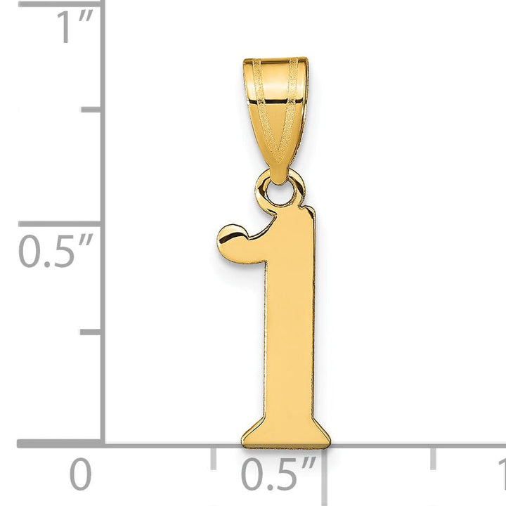 14k Yellow Gold Polished Finish Number 1 Charm Pendant