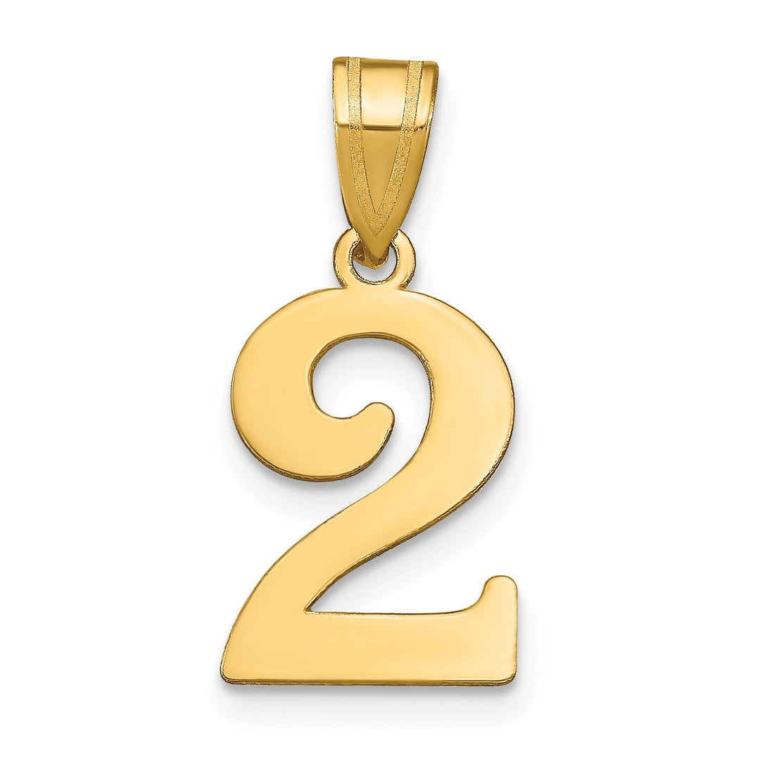 14k Yellow Gold Polished Finish Number 2 Charm Pendant