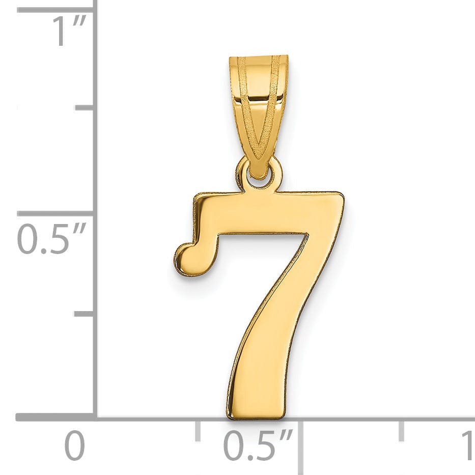 14k Yellow Gold Polished Finish Number 7 Charm Pendant