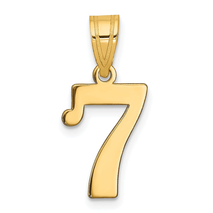 14k Yellow Gold Polished Finish Number 7 Charm Pendant