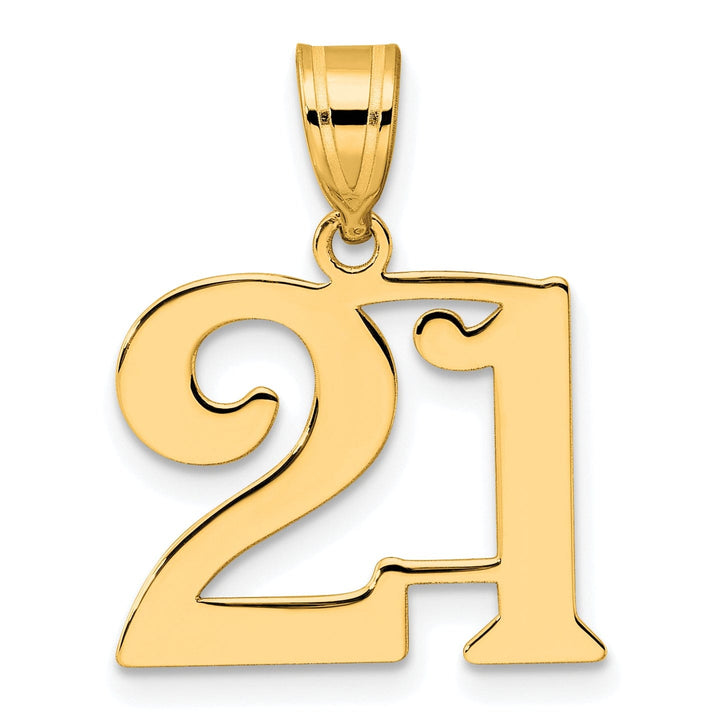14k Yellow Gold Polished Finish Number 21 Charm Pendant
