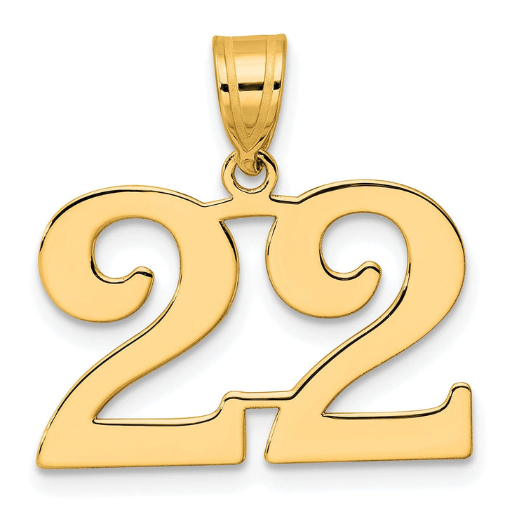 14k Yellow Gold Polished Finish Number 22 Charm Pendant