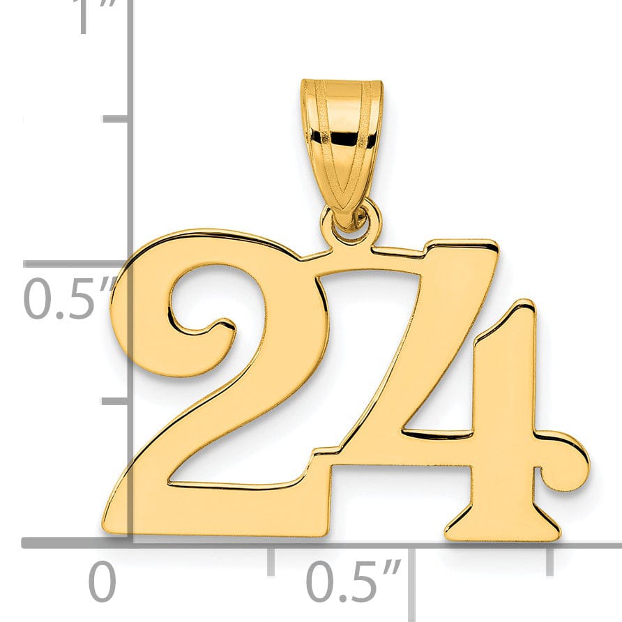 14k Yellow Gold Polished Finish Number 24 Charm Pendant
