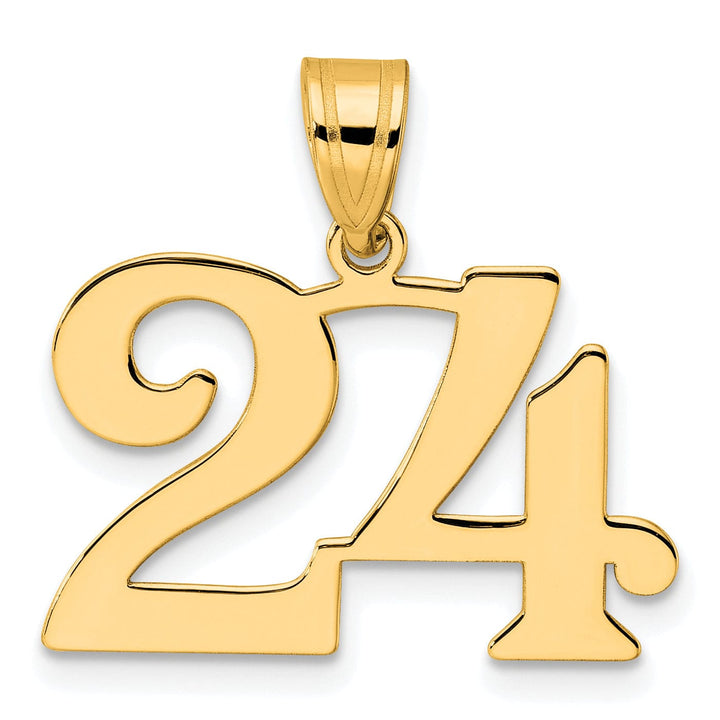 14k Yellow Gold Polished Finish Number 24 Charm Pendant