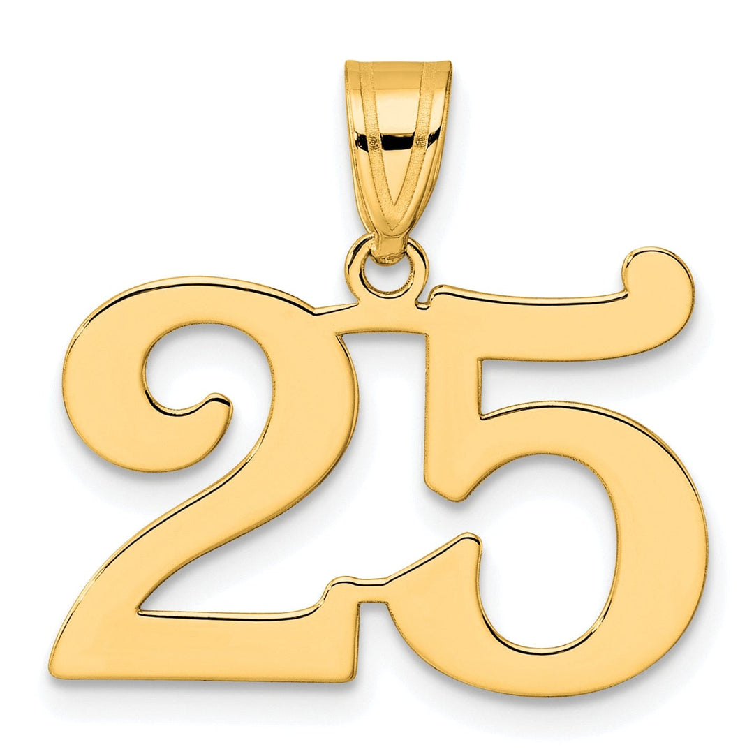 14k Yellow Gold Polished Finish Number 25 Charm Pendant