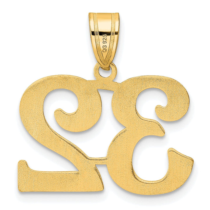 14k Yellow Gold Polished Finish Number 32 Charm Pendant