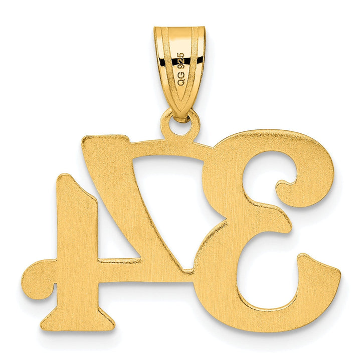 14k Yellow Gold Polished Finish Number 34 Charm Pendant