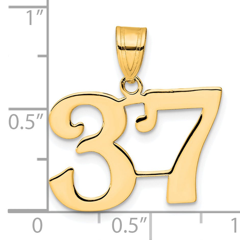 14k Yellow Gold Polished Finish Number 37 Charm Pendant