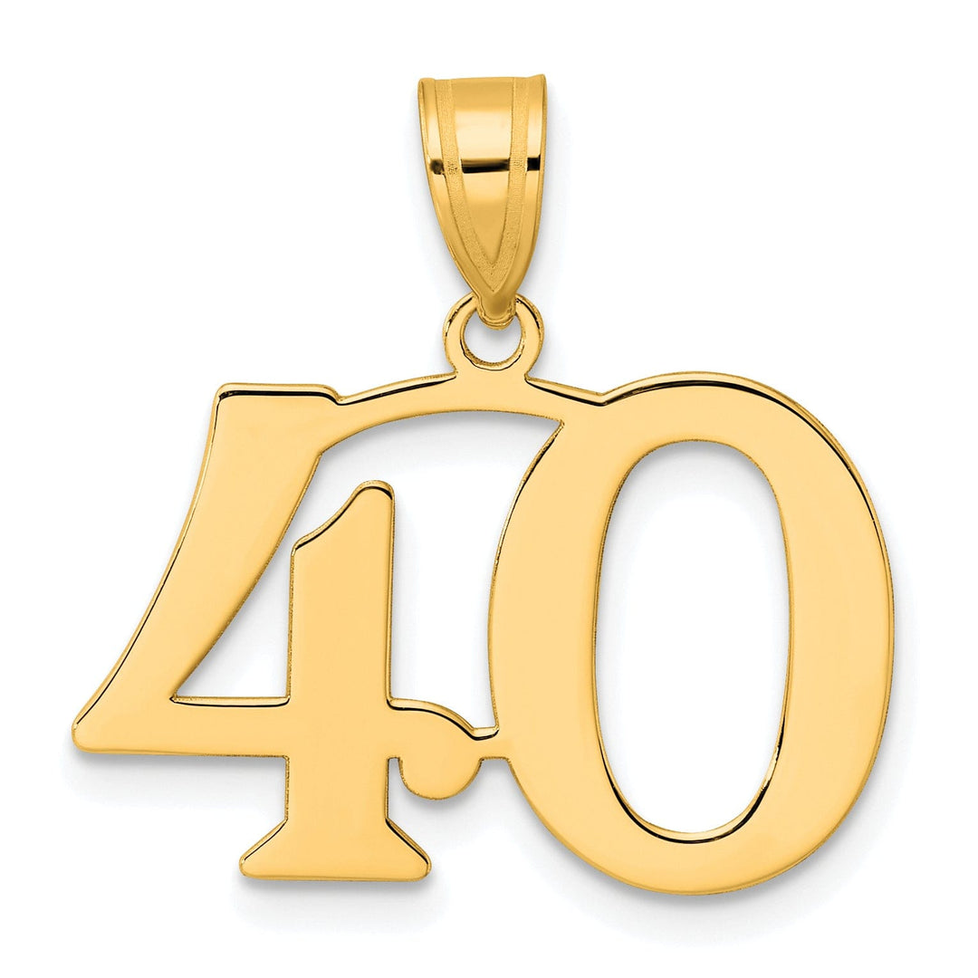 14k Yellow Gold Polished Finish Number 40 Charm Pendant