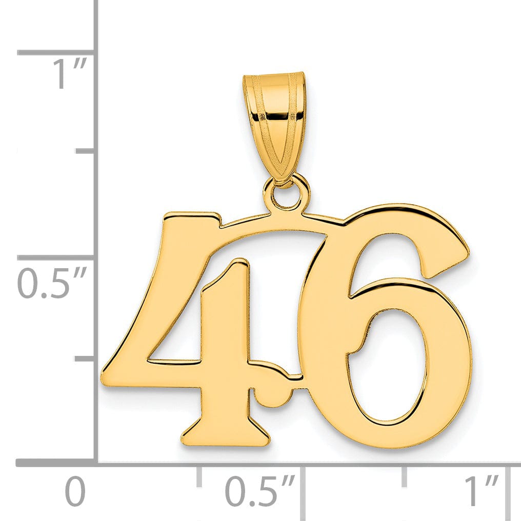 14k Yellow Gold Polished Finish Number 46 Charm Pendant