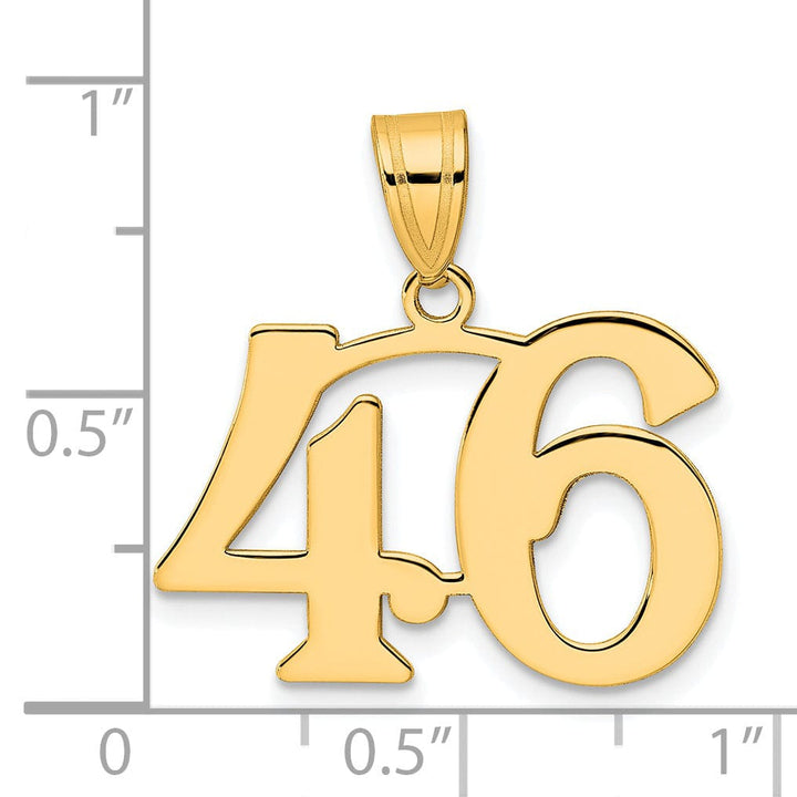 14k Yellow Gold Polished Finish Number 46 Charm Pendant