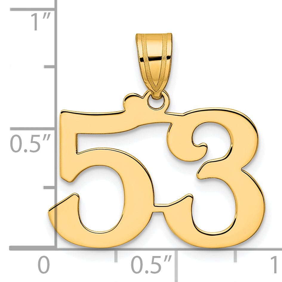 14k Yellow Gold Polished Finish Number 53 Charm Pendant