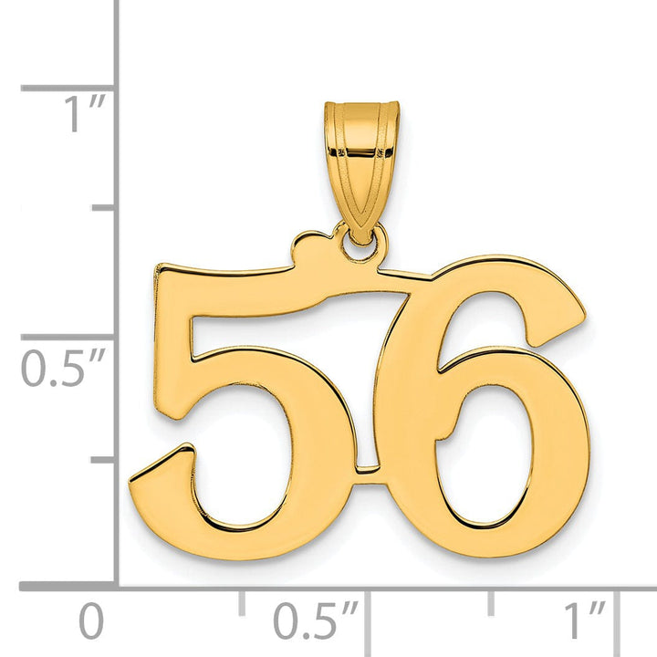 14k Yellow Gold Polished Finish Number 56 Charm Pendant