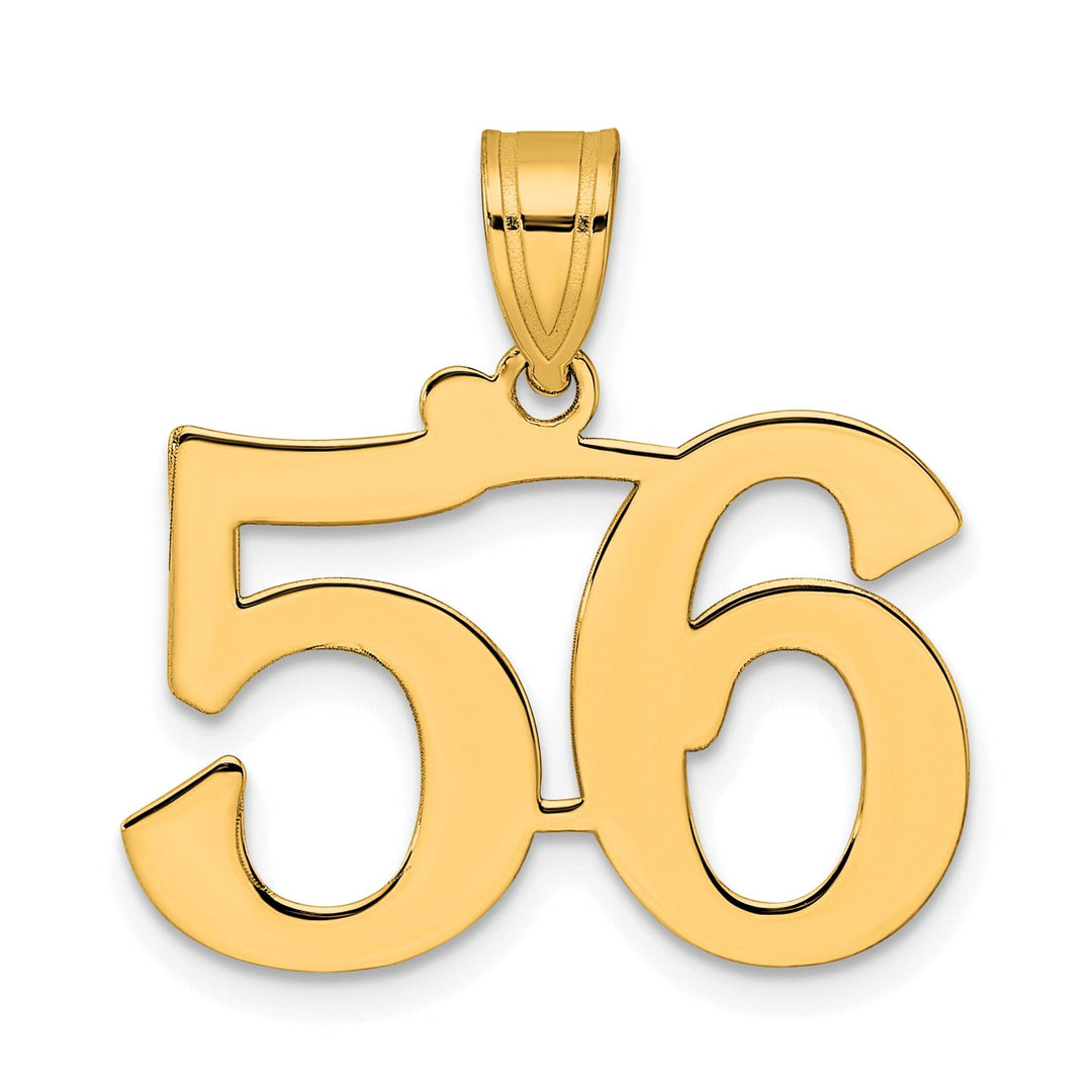 14k Yellow Gold Polished Finish Number 56 Charm Pendant